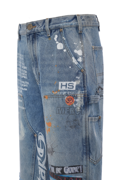 Scribble Carpenter Denim Shorts