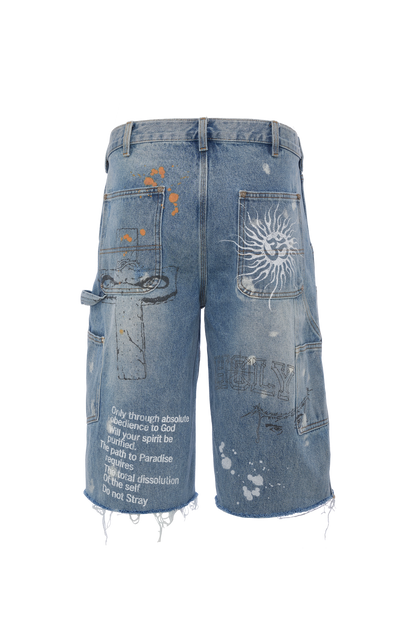 Scribble Carpenter Denim Shorts