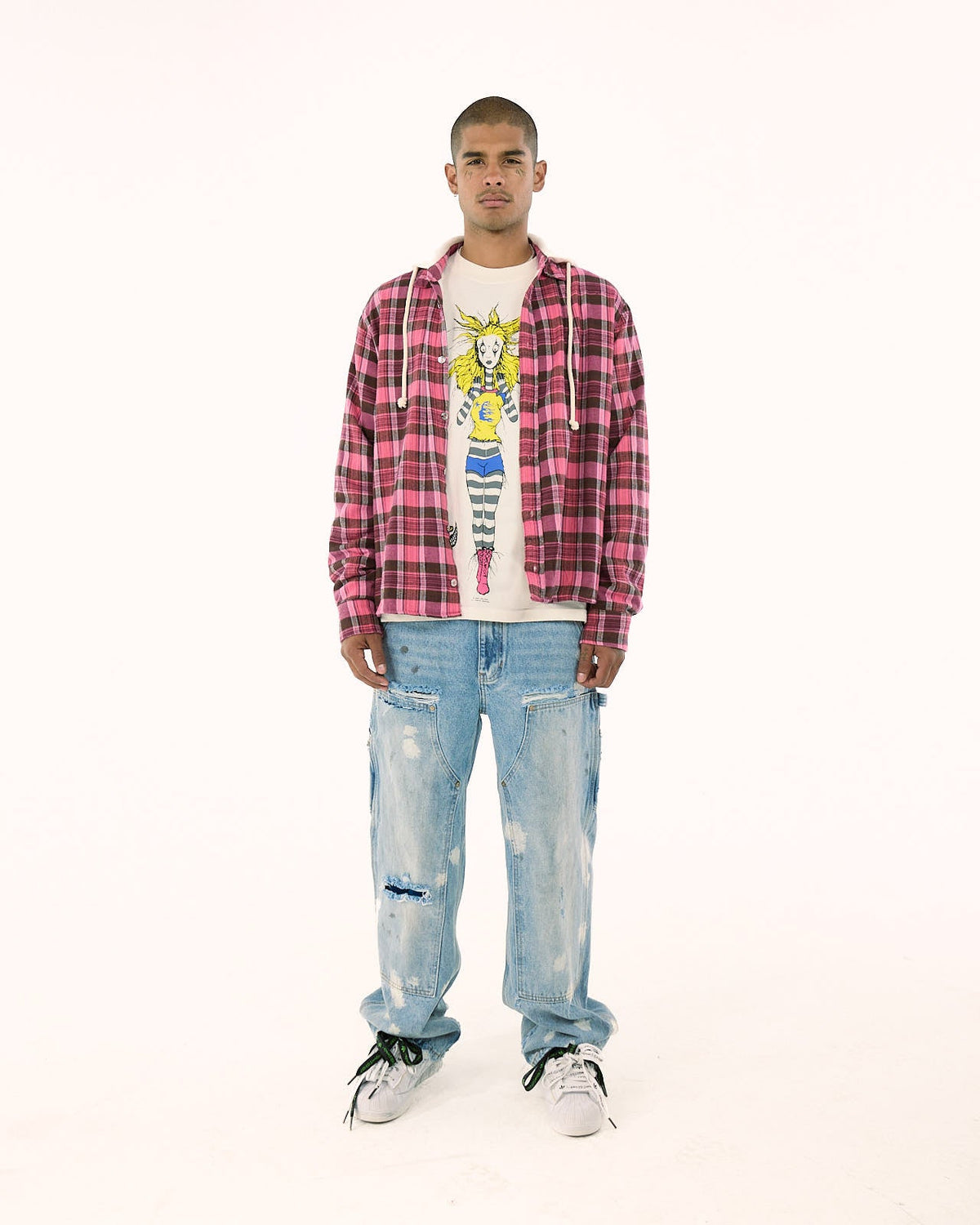 Plaid Button-up w/ Hood